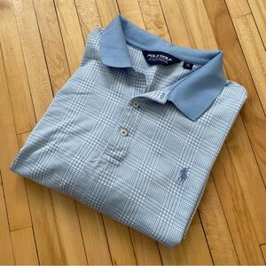POLO Golf Blue 100% Pima Cotton Checkered Men's Button down shirt